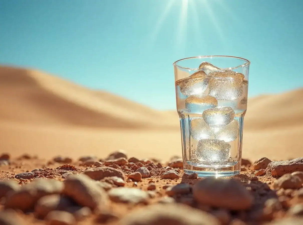 An image of a glass of water placed in the middle of the desert, with the ice inside still unmelted, conveys a sense of refreshment and extreme cold, Boardcast, บรอดแคสต์, คอนเทนต์, ผลิตคอนเทนต์, สร้างคอนเทนต์ , ไวรอล, Viral, , การตลาด,การตลาดออนไลน์, กลยุทธ์การตลาด, ทำการตลาดออนไลน์,ยิงแอดเฟสบุ๊ค ,ยิงแอด,เฟสบุ๊ค,Facebook,SEO, , รับทำการตลาดออนไลน์, รับทำ SEO, วิธีทำ SEO, ติดอันดับหน้าแรก Google, bgrand marketing
